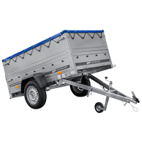 Tuinaanhanger 200 Kipp met neuswiel, bis zijkanten, H-0 frame en blauwe hoes