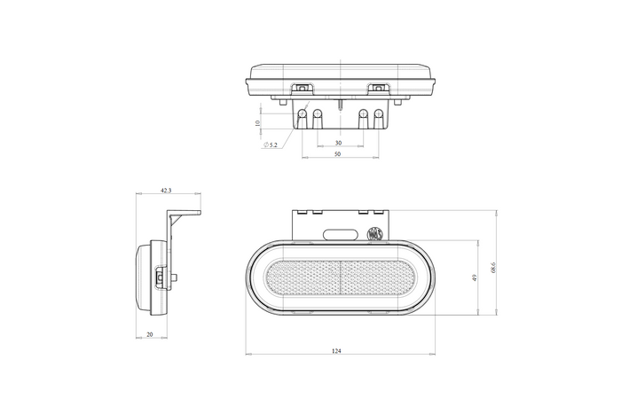 WAŚ W198 1399 LED-markeringslamp universeel met houder