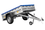 Tuinaanhanger 200 Kipp met neuswiel, H-0 frame en blauw dekzeil