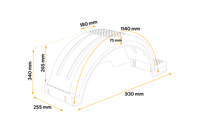 Spatbord voor boottrailer 14" DOMAR D20430S wielkast 930/255mm