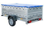 Lichte aanhanger 230x125 UNITRAILER GARDEN 230 KIPP met BIS-zijwanden en blauw dekzeil