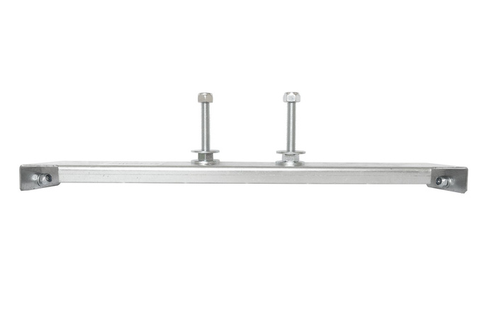 Bevestigingsbeugel voor het monteren van een reservewiel op de dissel van een UNITRAILER-aanhanger.