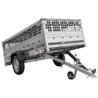 Enkelassige aanhangwagen op veren 264x125 UNITRAILER GARDEN 264/R KIPP met gaaswanden, H-0 frame en grijs zeil