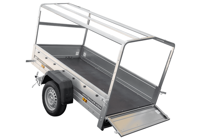 Autotrailer 200x106 UNITRAILER GARDEN 200 KIPP met H-800 frame en grijs dekzeil