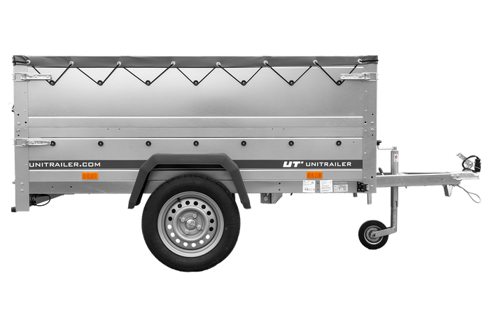 Lichte aanhanger 200x125 UNITRAILER GARDEN 201 KIPP met BIS-zijwanden en grijze afdekking