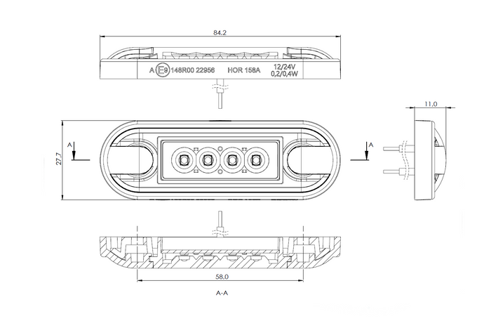 HORPOL LD 3210 LED slanke universele witte markeringslamp