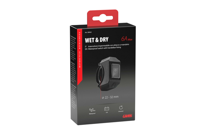 Waterdichte schakelaar voor stuurwiel LAMP 90462 voor het bedienen van elektrische apparaten 12V 6A max.