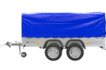 Twee-assige aanhanger 264x125 UNITRAILER GARDEN 264/2 KIPP met H-800 frame en blauwe afdekking