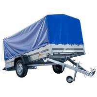 Enkelassige aanhangwagen op veren 264x125 UNITRAILER GARDEN 264/R KIPP met H-800 frame en blauw dekzeil