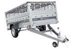 Enkelassige aanhanger op veren 264x125 UNITRAILER FORCE 264/R KIPP met gaaswanden, H-0 frame en grijs dekzeil