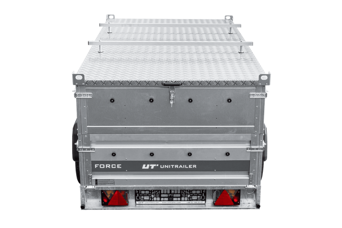 Enkelassige aanhanger op veren 230x125 UNITRAILER FORCE 230/R KIPP met BIS-zijwanden en aluminium afdekking
