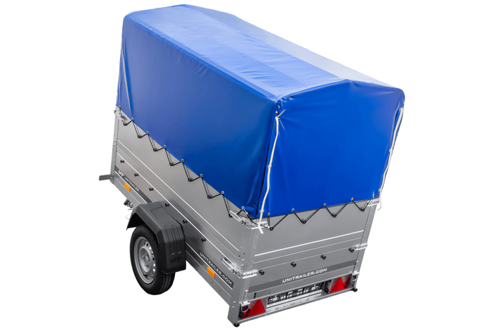 Autoaanhanger 200x106 UNITRAILER GARDEN 200 KIPP met BIS-zijwanden, H-800 frame en blauwe afdekking