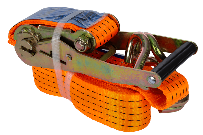 Set van vier UNITRAILER 5m/50mm/5t oranje transportbanden met spaninrichting