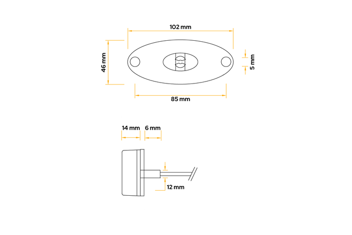 ASPÖCK FLATPOINT II LED markeringslamp, wit, universeel 0,5 kabel