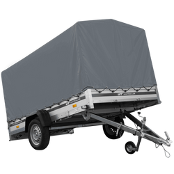 Autoaanhanger met aluminium zijwanden 264x150 Unitrailer Garden 265 KIPP ALU met H-1100 frame en grijze afdekking