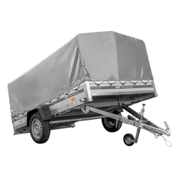 Enkelassige aanhanger met aluminium zijwanden 264x150 Unitrailer Garden 265 KIPP ALU met H-800 frame en grijze afdekking