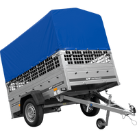 Autoaanhanger 200x125 UNITRAILER GARDEN 201 KIPP met gaaswanden, H-800 frame en grijs dekzeil