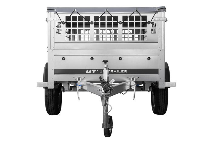 Garden trailer 200 kipp met steunwiel, gaaszijden, frame h-0 en grijze deksel