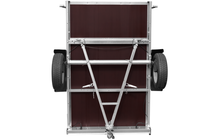 Lichte autoaanhanger tot 750 kg GARDEN TRAILER 201 KIPP met steunwiel, mesh zijkanten en H-800 frame met blauw zeildoek