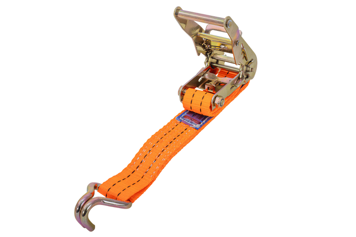Set van vier UNITRAILER 6m/35mm/2t oranje transportbanden met spaninrichting