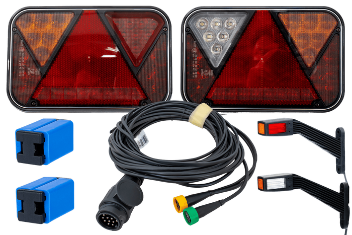 Verlichtingsset: FRISTOM FT-270 LED-achterlichten + FRISTOM FT-145 LED-markeringslichten + MANTES 5,2 m 13-pins kabelboom