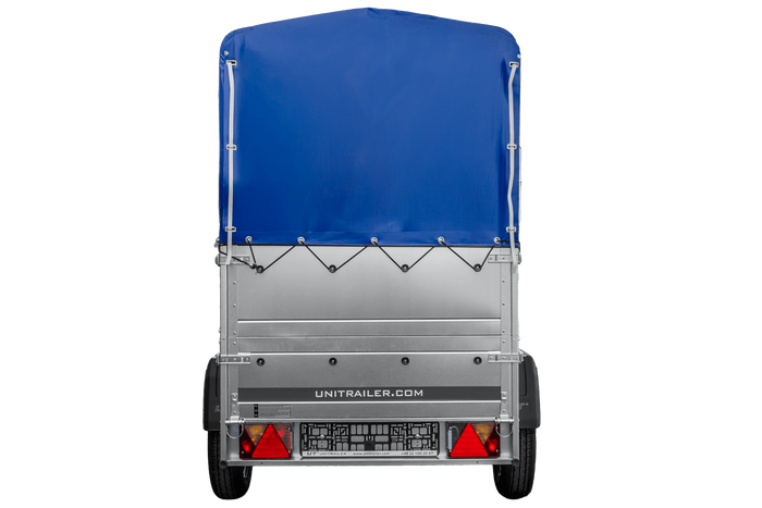 Autoaanhanger 200x106 UNITRAILER GARDEN 200 KIPP met BIS-zijwanden, H-800 frame en blauwe afdekking