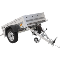 Garden trailer 150 kipp met steunwiel, frame h-0 en grijs dekzeil