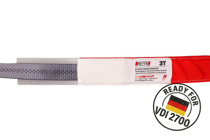 Set van vier HEFFA CARLINE 130 spanbanden voor sleepwagens wielbevestigingsbanden 2,8m/35mm/3t VDI 2700