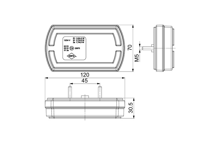 HORPOL LZD 2790 LED-achterlicht met 3 functies, universeel