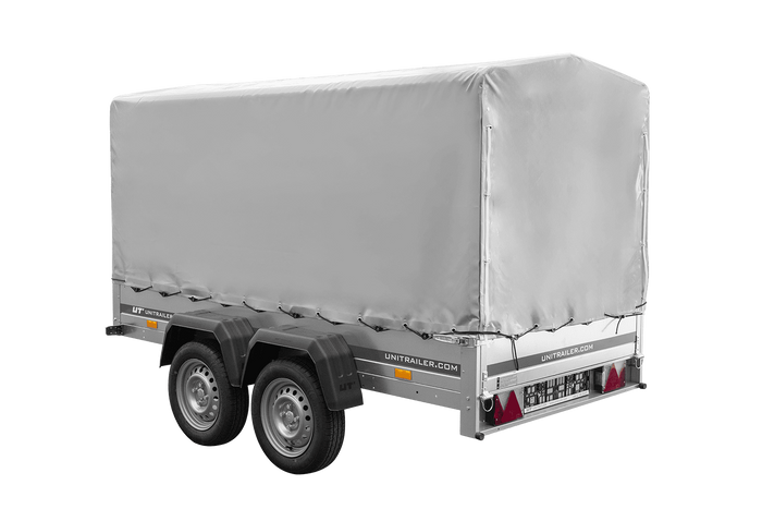 Tweeassige aanhanger 264x125 UNITRAILER GARDEN 264/2 KIPP met H-1100 frame en grijze huif