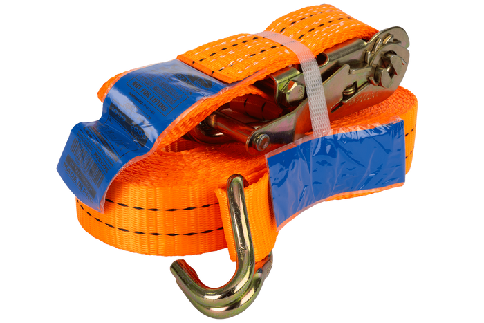 Set van vier UNITRAILER 10m/35mm/2t oranje transportbanden met spaninrichting