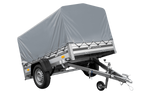 Autoaanhanger op veren met aluminium zijwanden 200x125 Unitrailer Garden 201/R KIPP ALU met H-800 frame en grijze afdekking