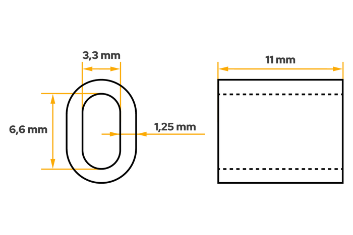 Aluminium connector voor DROMET ZLA.3 touwen, huls voor 3mm touwen