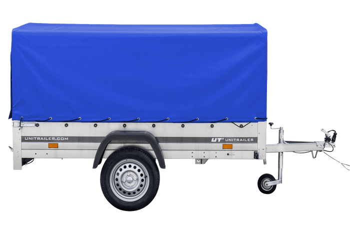 Lichte aanhanger 230x125 UNITRAILER GARDEN 230 KIPP met H-800 frame en blauwe hoes