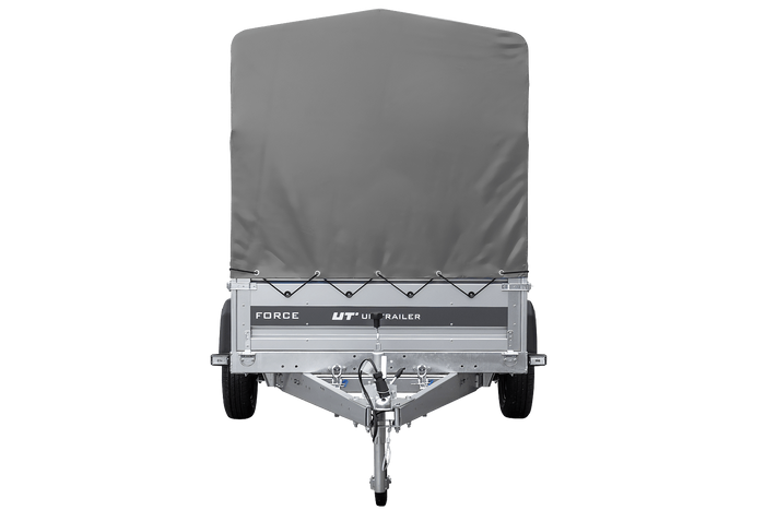 Autotransportaanhanger op veren 230x125 UNITRAILER FORCE 230/R KIPP met H-1100 frame en grijze afdekking