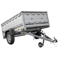 Autoaanhanger met aluminium zijwanden 200x125 Unitrailer Garden 201 KIPP ALU met BIS-zijwanden, H-0 frame en grijze afdekking