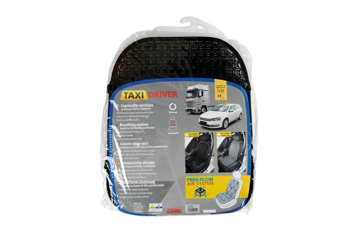 Ademend zitkussen LAMP Taxi Driver zwarte autostoelmat
