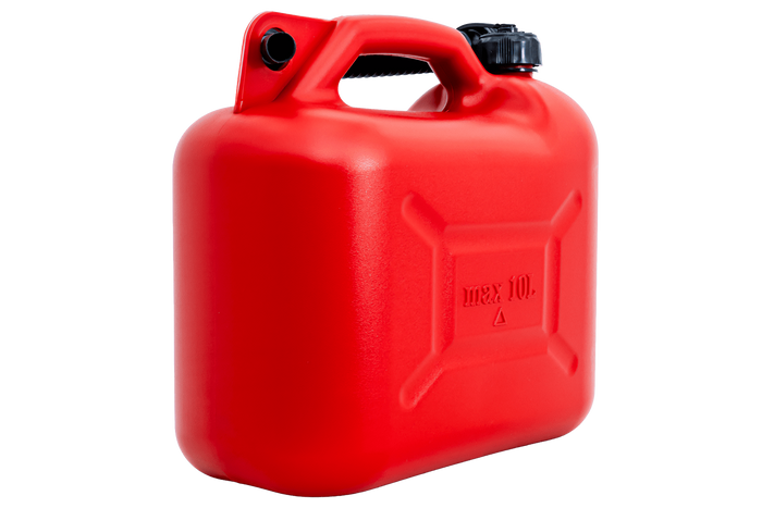 10L HERMON kunststof jerrycan met trechter, rood