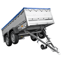 Tweeassige aanhanger met aluminium zijwanden 264x125 Unitrailer Garden 264/2 KIPP ALU met BIS-zijwanden, H-0 frame en blauwe afdekking