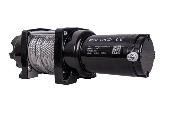 Elektrische lier voor PRESKO T-REX 3.5 12V 1590kg aanhanger met 12m stalen kabel