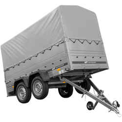 Twee-assige aanhanger 264x125 UNITRAILER GARDEN 264/2 KIPP met BIS zijwanden, H-800 frame en grijze kap