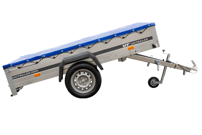 Lichte aanhanger 230x125 UNITRAILER GARDEN 230 KIPP met blauwe afdekking
