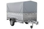 Lichte aanhangwagen op veren 264x125 UNITRAILER GARDEN 264/R KIPP met BIS zijwanden, H-800 frame en grijze afdekking