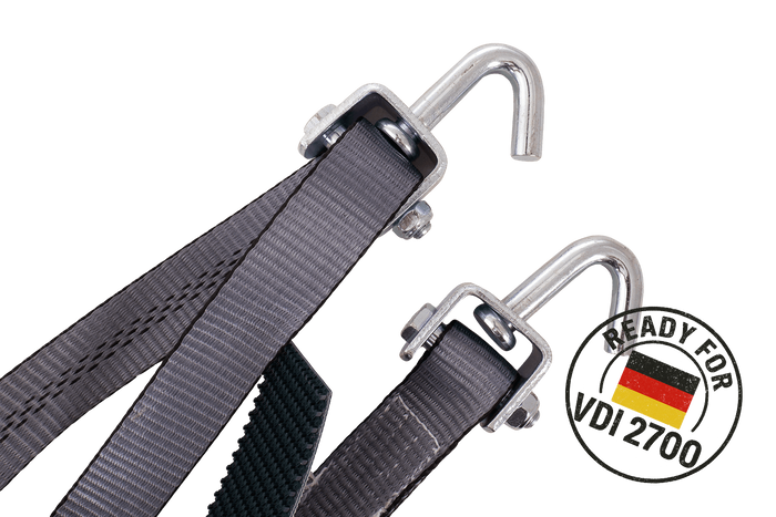 Set van vier HEFFA CARLINE 130 spanbanden voor sleepwagens wielbevestigingsbanden 2,8m/35mm/3t VDI 2700