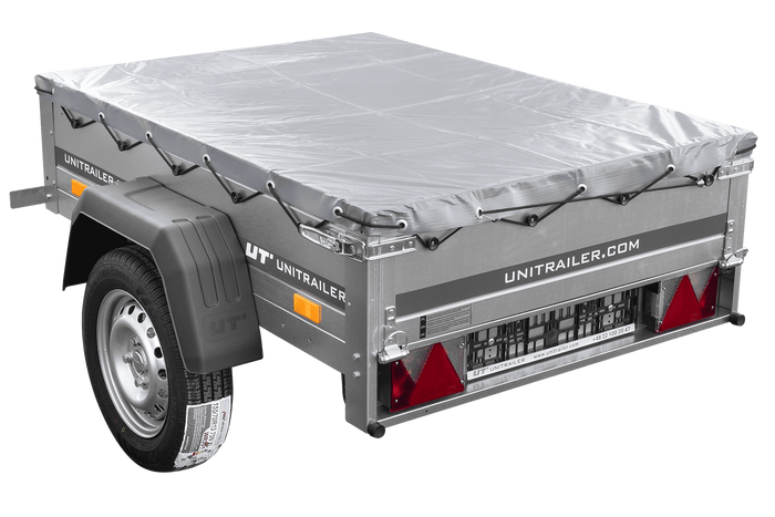 Enkelassige aanhanger 150x106 UNITRAILER GARDEN 150 KIPP met H-0 frame en grijze afdekking