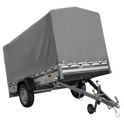Autoaanhanger met aluminium zijwanden 264x125 Unitrailer Garden 264 KIPP ALU met H-1100 frame en grijze afdekking