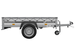 Enkelassige aanhanger met aluminium zijwanden 200x125 Unitrailer Garden 201 KIPP ALU met H-0 frame en grijze afdekking