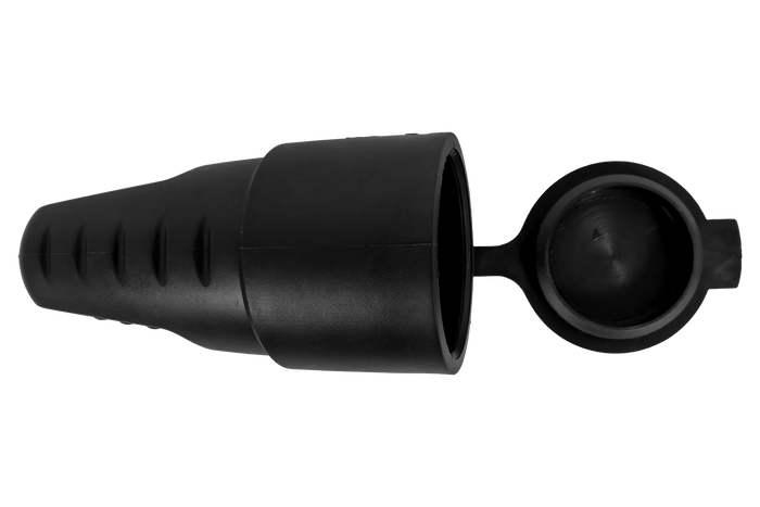 MANTES 3P vrouwelijke contactdoos, rubber, met klep, 16A, 250V