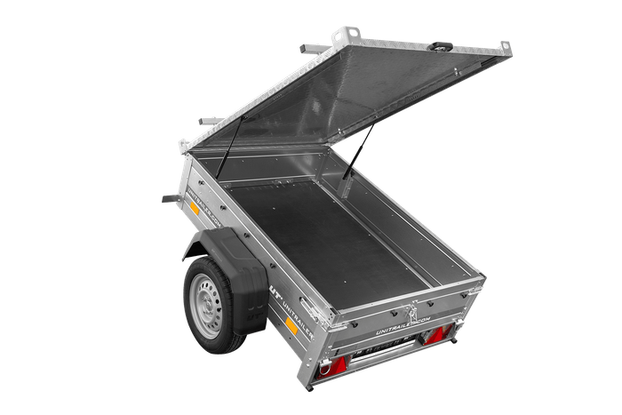 Enkelassige aanhanger 150x106 UNITRAILER GARDEN 150 KIPP met aluminium afdekking