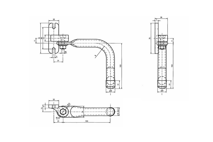 PLASTEX WLP0028 universele spiegelarmbeugel 150x150x18mm